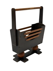 1930s Art Deco Magazine Rack, Black Lacquered Beech, Dutch Design